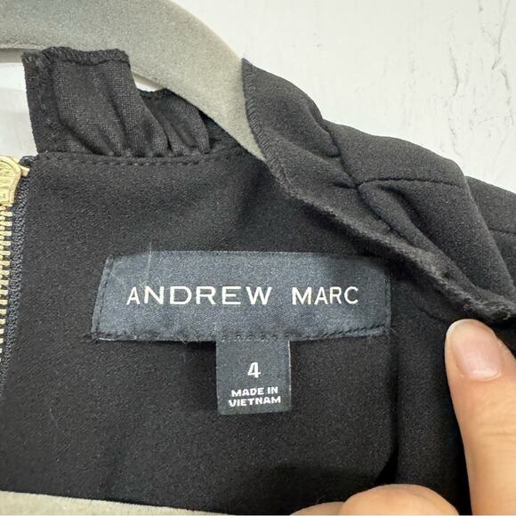 Andrew Marc Black Wide Leg Ruffled Jumpsuit Womens 4 Cropped Style - Picture 4 of 9